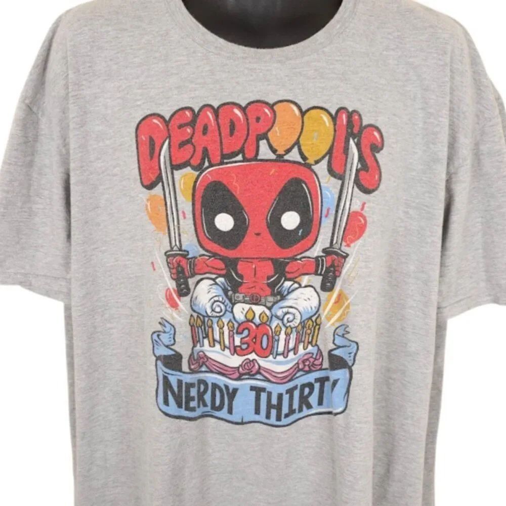 Deadpool T Shirt Mens Size 3XL Gray Nerdy Thirty Marvel Funko Pop Birthday